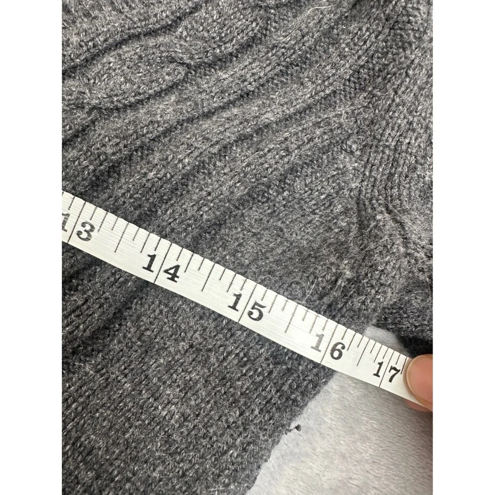 Eddie Bauer Womens Gray Cable Knit Shawl Collar V-Neck Sweater Small